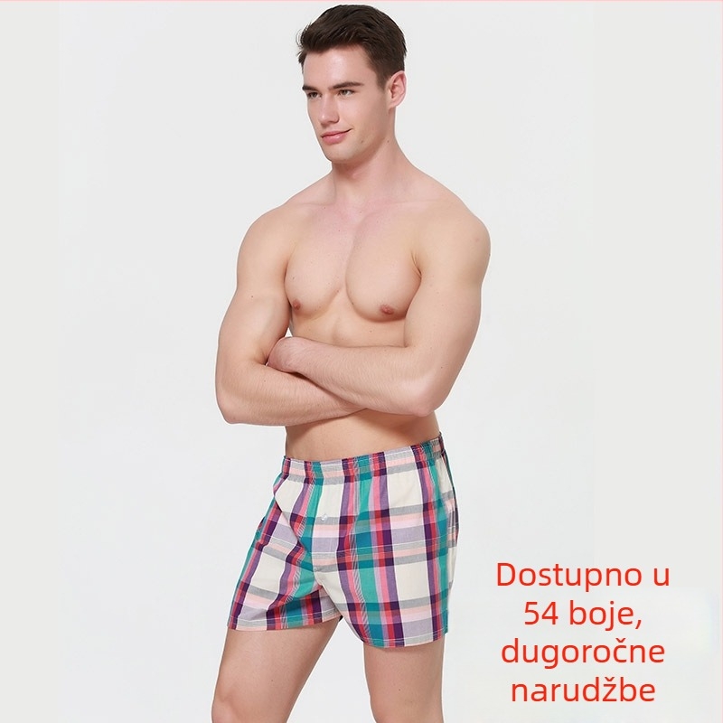 Muške bokserice od 100% pamuka, dišuće, srednje visoki pojas, bezšivne, uzorak 29453