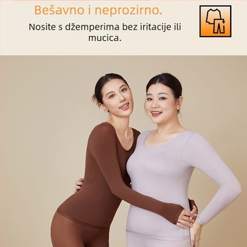 Ženski termalni komplet baznog sloja: gornji dio i hlače od ultratanke najlona, okrugli izrez, dugi rukav, jesen-zima 2025