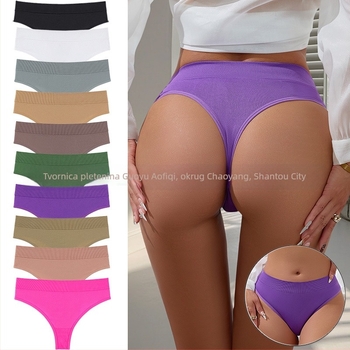 Ženske tangice T tipa, srednji pojas, pleteni najlon, prozračan, pamukova postava u preponi