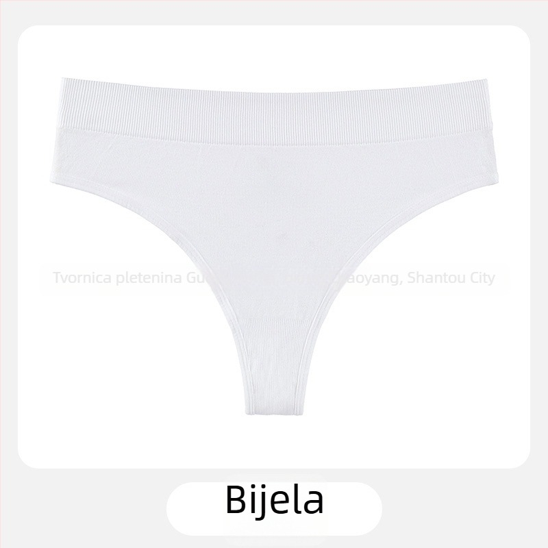 Ženske tangice T tipa, srednji pojas, pleteni najlon, prozračan, pamukova postava u preponi