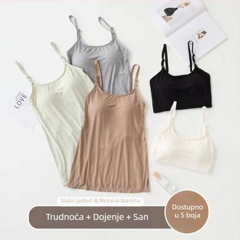 Potkoš za dojenje bez rukava s ugrađenom jastučićem za grudi, viskozna tkanina, ljeto 2024