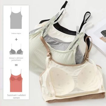 Potkoš za dojenje bez rukava s ugrađenom jastučićem za grudi, viskozna tkanina, ljeto 2024