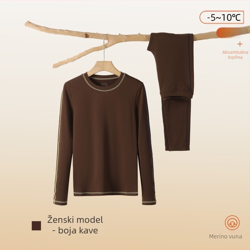 Ženski set termalnog donjeg rublja od merino vune, brzo sušenje, baza za skijanje i outdoor planinarenje u jeseni.