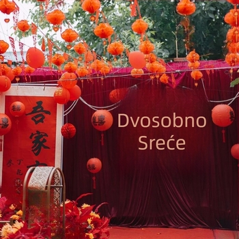 Vjenčano pozadje od platna sa sretno-simboličnim motivima, pozadina za fotografiranje, ispis logotipa