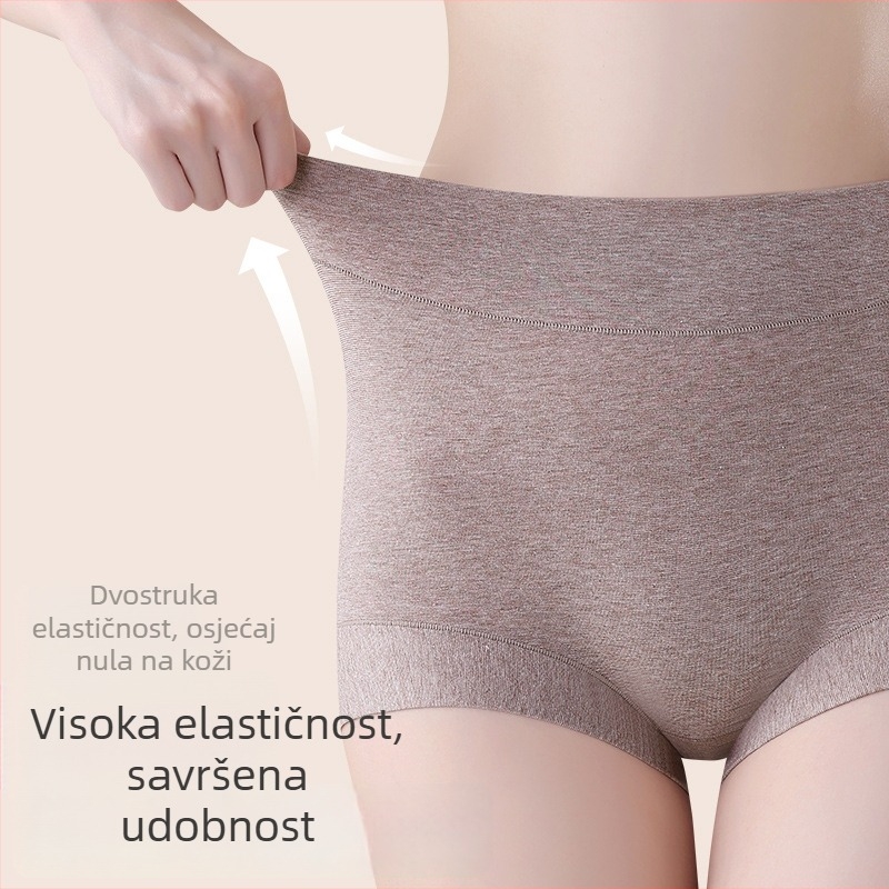 Ženske bokserice s visokim strukom, potpuno pokrivanje bokova, pamuk s 60 nitima, antibakterijske