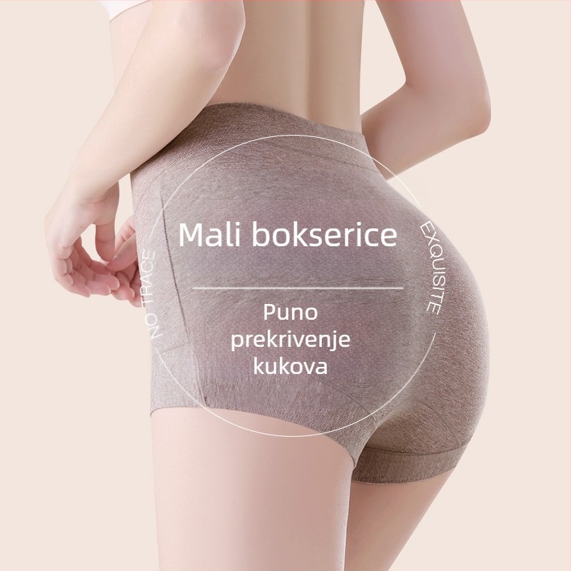 Ženske bokserice s visokim strukom, potpuno pokrivanje bokova, pamuk s 60 nitima, antibakterijske