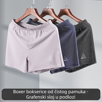 Muške pamučne bokserice, srednji pojas, prozračni pleteni materijal, prugasti uzorak