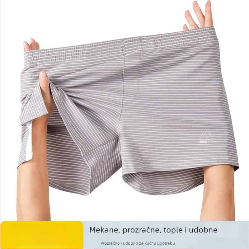 Muške pamučne bokserice, srednji pojas, prozračni pleteni materijal, prugasti uzorak