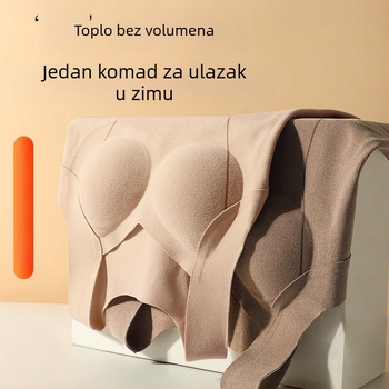 Ženski dvodijelni termalni top bez rukava s ugrađenim jastučićima za dojke — dvostruki sloj, debeli poliester, V-izrez, oblikovanje tijela i zagrijavanje