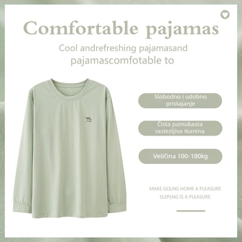 Pidžama top, pamuk, minimalističko casual pulover stil, okrugli ovratnik, dugi rukavi