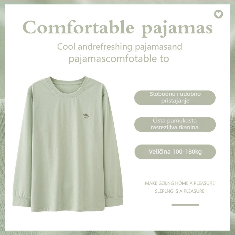 Pidžama top, pamuk, minimalističko casual pulover stil, okrugli ovratnik, dugi rukavi