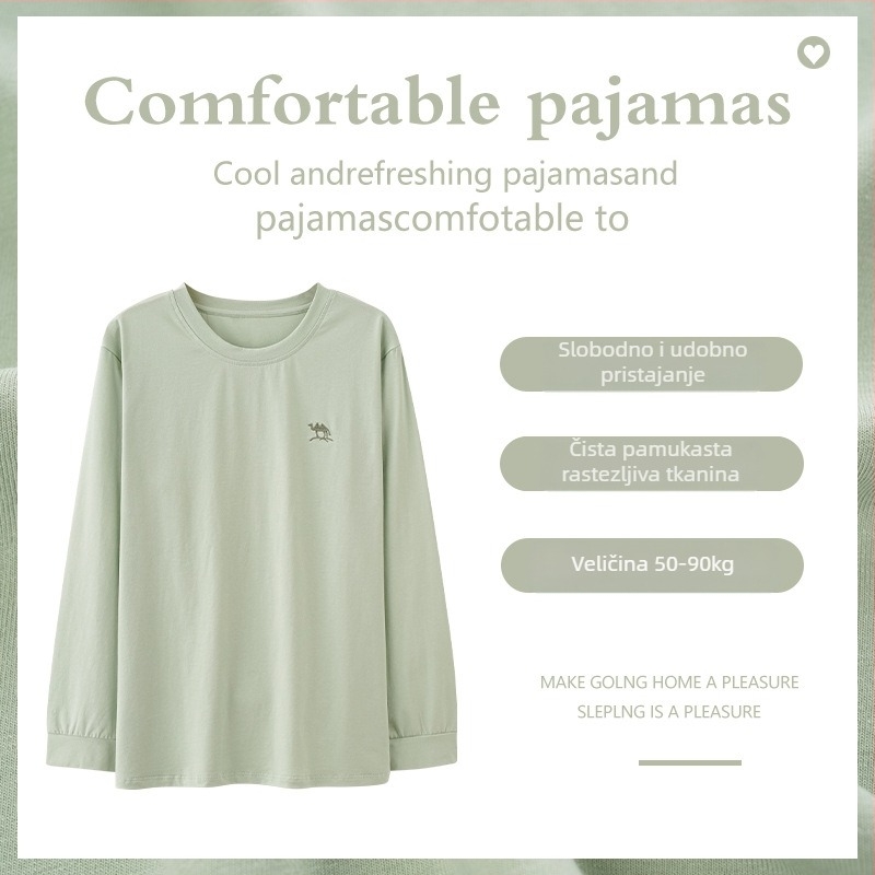 Pidžama top, pamuk, minimalističko casual pulover stil, okrugli ovratnik, dugi rukavi