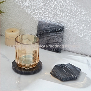 Mramorni podmetač za čaše, kvadratnog oblika, modernistički minimalistički stil, Rising sun