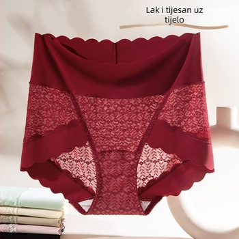 Čipkaste ženske gaćice s visokim pojasom, podizanje stražnjice, prozračne, antibakterijske, Jacquard tkanina