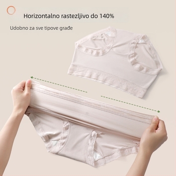 Ženske gaćice od modalne čipke, srednji podizanje struka, prozračne, antibakterijske, produženi predeo, velika veličina, 80-count