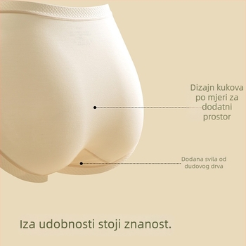 Gaćice za žene s visokim strukom od modala, prozračne udobne, antibakterijska svila podstava i produženi predel, trokutasti kroj, veličina plus