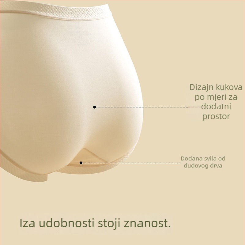 Gaćice za žene s visokim strukom od modala, prozračne udobne, antibakterijska svila podstava i produženi predel, trokutasti kroj, veličina plus