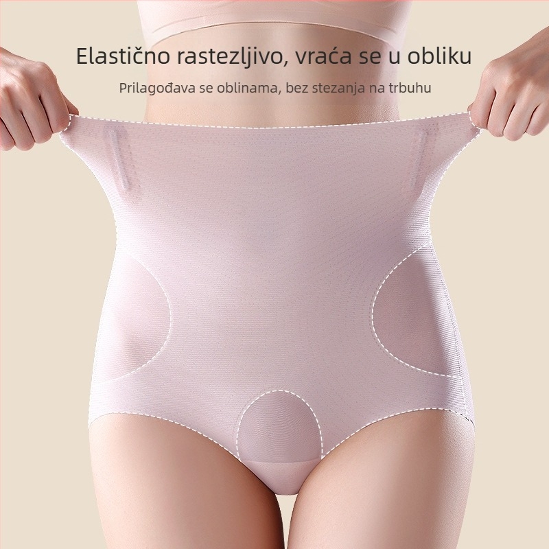 Gaćice za oblikovanje s visokim strukom, antibakterijske, prozračne, stežu stomak i podižu bokove; materijal najlon (50–70%), podstava od viskoze (80–90%)