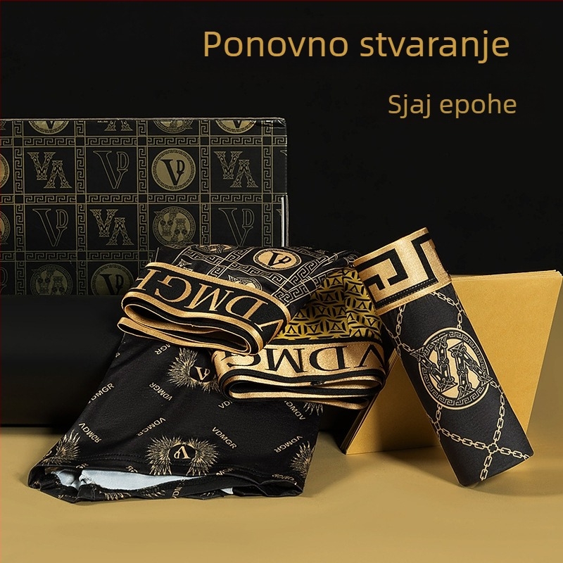 Muške bokserice Ice Silk, srednji pojas, prozračne, podizanje stražnjice, poliester tkanina