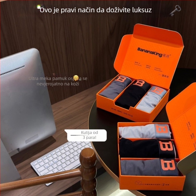 Muške gaćice boxer od modal vlakna, prozračne i antibakterijske, s podizanjem stražnjice, srednje visine struka