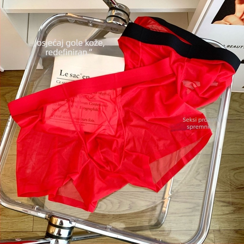 Muške bokserice, pletene od ice silk, najlon tkanina, srednji pojas, prozračne i bez vidljivih tragova