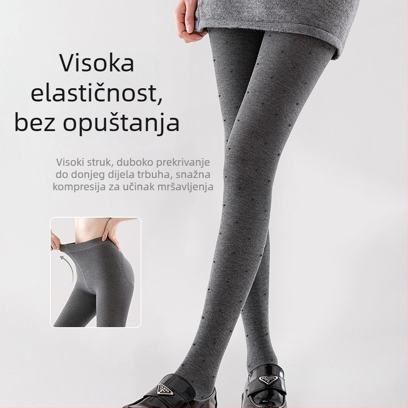 Kompresivne tajice od lažne vune i Tencela s točkastim uzorkom, tople za proljeće-jesen-zimu, kompresija za oblikovanje, anti-piling, siva