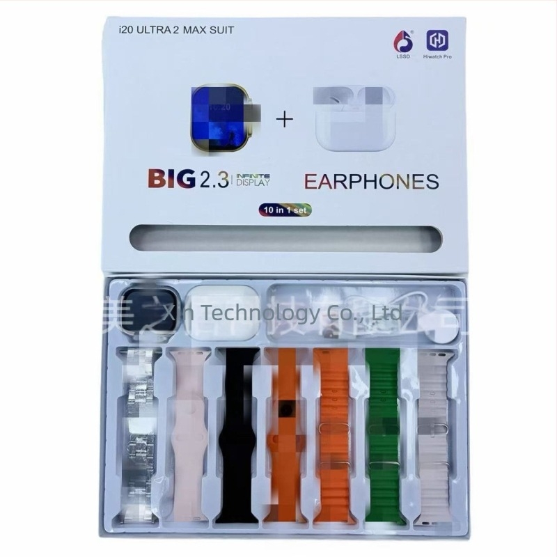 I20 Bluetooth slušalice i pametni sat — 44 mm kvadratni TFT ekran, zdravstveni senzori (pritisak, otkucaji srca, SpO2, san), NFC, bežično punjenje, kompatibilno s iOS