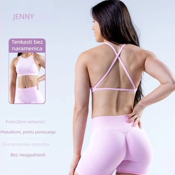 Ženski sportski grudnjak s halterom, s uklonjivim jastučićima, uski kroj, 90% najlon / 10% elastan, kraća duljina do trbuha