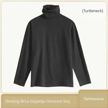 Muški termalni bazni sloj top s visokim ovratnikom, dugim rukavima, poliester, prozračan