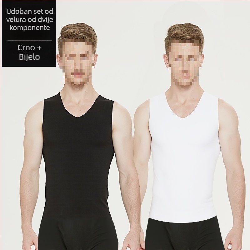 Bezšavni termalni prsluk s flis podstavom, pamuk tkanina, V-izrez, proljeće 2024