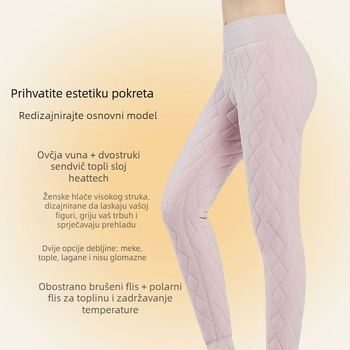 Ženske zimske hlače s flisom i vunom od jagnjeće vune, tople i s debelom izolacijom