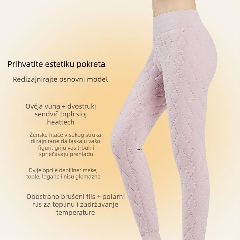 Ženske zimske hlače s flisom i vunom od jagnjeće vune, tople i s debelom izolacijom