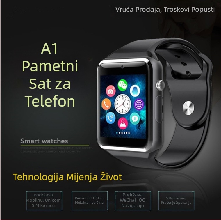 Pametni sat s kamerom, Bluetoothom, dodirnim zaslonom, pedometrom, Android kompatibilan