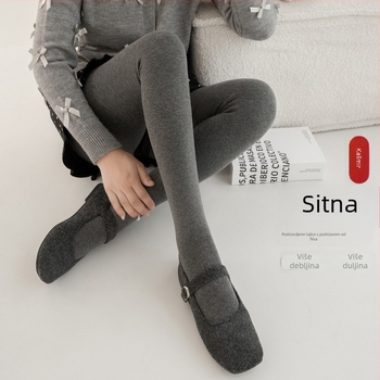 Leggings sive boje u stilu zvijezda, s crnim vunenim tajicama, model 2025