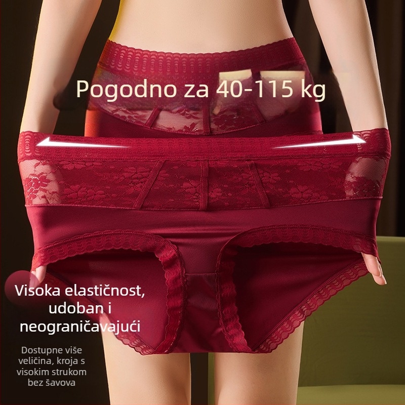 Plus-size ženske gaćice od čipke s visokim strukom, kontrolom abdomena i dizanjem zadnjice, prozračna mrežasta tkanina