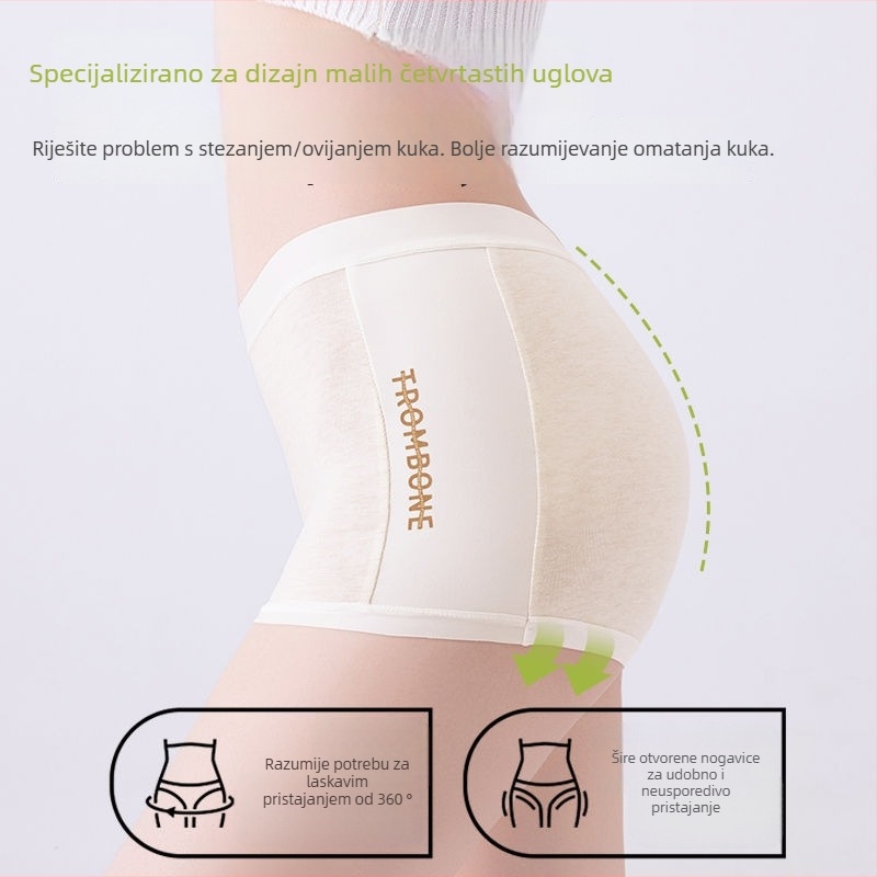 Ženske pamučne bokserice s antibakterijskim preponskim dijelom, prozračne, podrška trbuha, srednji pojas