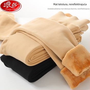 Langsha debele ženske tajice od baršuna, crne, 200-300 g, zimske