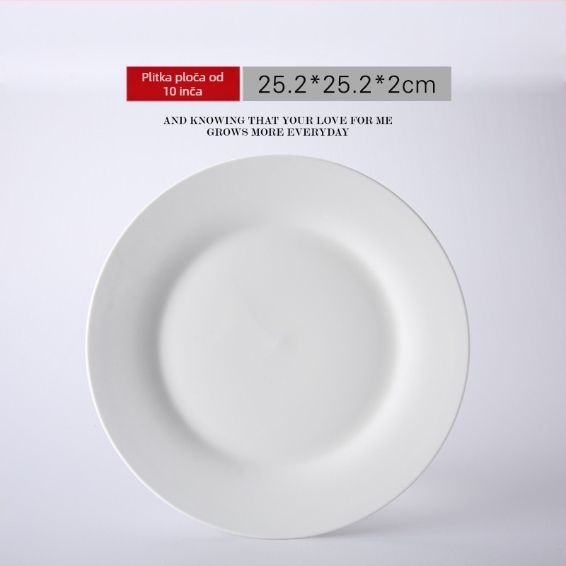 Porcelanski hotelski servis – plosnati tanjuri, okrugli, jednostavan uzorak, moderni minimalistički stil, 3-4 komada