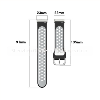 Silikonska narukvica za Fitbit Versa3/ Versa4/ Sense2 s kružnim rupama i kopčom u stilu Samsung, 24 g, prilagodljiva veličina sučelja