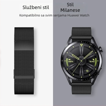 Qinlihai Milanese remen od nehrđajućeg čelika s dvostrukim magnetskim kopčom, 18/20/22 mm sučelje, kompatibilan sa Samsung, Huawei, Apple, Garmin, Fitbit, Casio