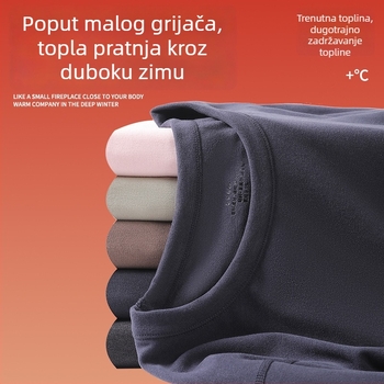 Unisex set osnovnog sloja od Tencel toplog pamuka i lyocella — lagani jesensko-zimski komplet, gornji dio s okruglim izrezom i hlače, dugi rukav, s baršunastom unutarnjom podstavom