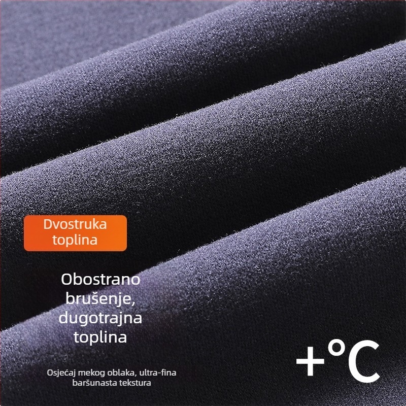 Unisex set osnovnog sloja od Tencel toplog pamuka i lyocella — lagani jesensko-zimski komplet, gornji dio s okruglim izrezom i hlače, dugi rukav, s baršunastom unutarnjom podstavom