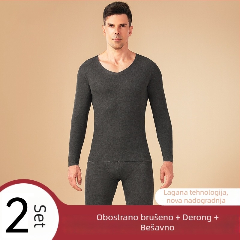 Muški termalni set s fleece-om Derong AB tkanina, V-izrez, uski kroj