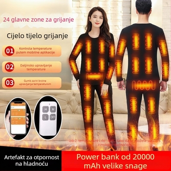 24-zonsko grijano odijelo za cijelo tijelo, stalne temperature, USB napajanje, unisex