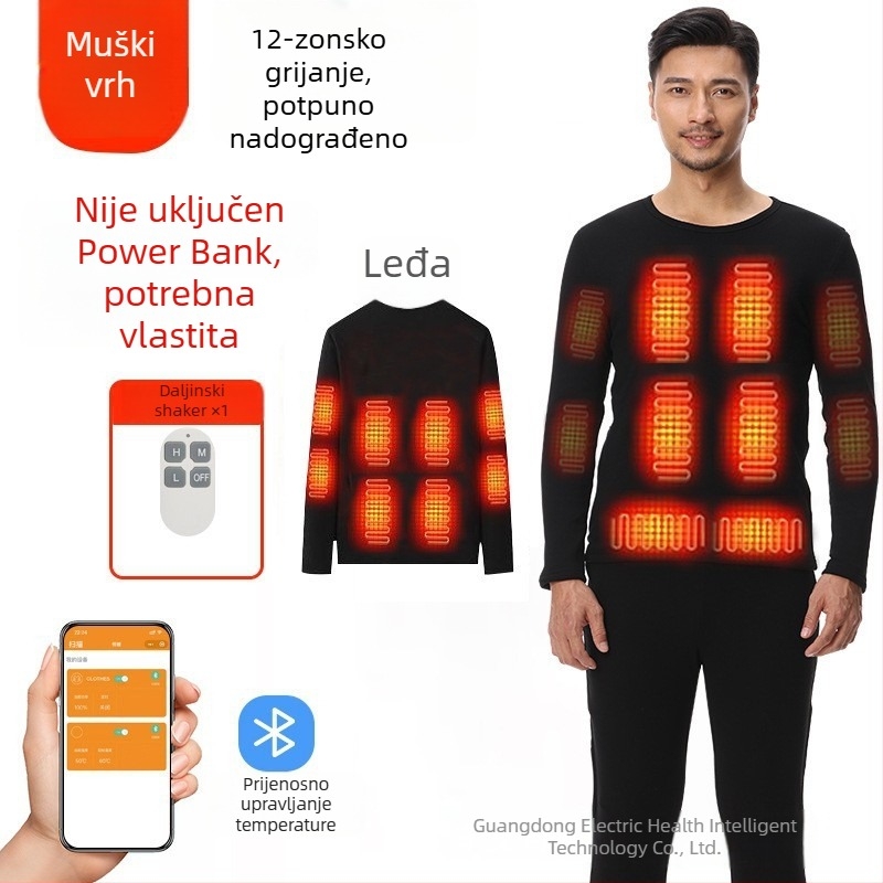 24-zonsko grijano odijelo za cijelo tijelo, stalne temperature, USB napajanje, unisex
