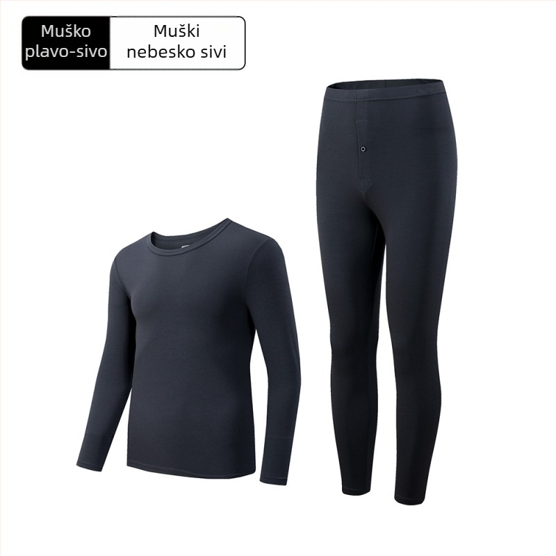 Muški termalni set od modala za jesen-zimu, gornji dio i donji dio, tanak temeljni sloj, s flisom