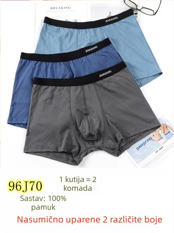 Muške bokserice Jianjiang 9542, 100% pamuk, prozračné, srednji pojas, geometrijski uzorak, udoban i opušten kroj