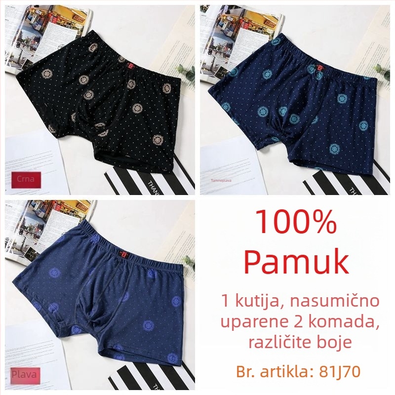 Muške bokserice Jianjiang 9542, 100% pamuk, prozračné, srednji pojas, geometrijski uzorak, udoban i opušten kroj