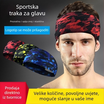 Kamuflažna Lycra traka za glavu, dišeća i upija znoj, za trčanje, fitness i ples (85% poliester, 15% spandex; šivanje)