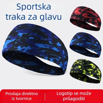 Kamuflažna Lycra traka za glavu, dišeća i upija znoj, za trčanje, fitness i ples (85% poliester, 15% spandex; šivanje)